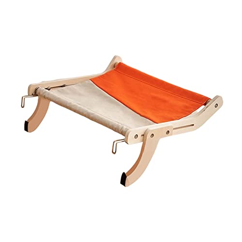 KiBcsLic Katzen Fensterplatz Fenstersitz Sonnenplatz Katzenbett Liegeplatz Langlebige Konstruktion Aus Mehrschichtholz mit Verstellbaren Halterungen für Große grauorange