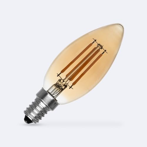 LEDKIA LIGHTING LED-Glühbirne Filament E14 6W 720 lm C35 Vela Gold Warmes Weiß 2200K 300