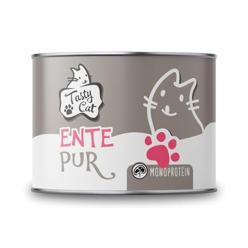 Tasty Cat Nassfutter für Katzen Mono Ente pur 6 x 200g. getreidefrei zuckerfrei Monoprotein