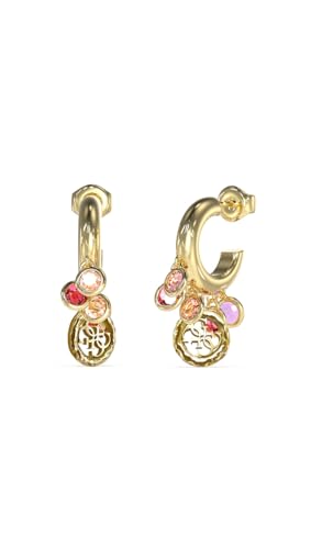 Guess Damen-Ohrringe Creolen Crystal Charms Pink Goldfarben JUBE05095JWYGFC