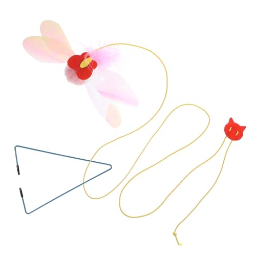 TOYANDONA 1 Satz Katzenspielzeug Interaktiver Spielstock mit Schmetterling Lustiges Teaser für Katzen und Kätzchen Fördert Bewegung und Beschäftigung für Drinnen und Draußen