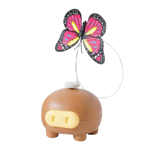 Fenteer Schmetterlings-Kätzchenspielzeug automatisch elektrisch rotierend für gelangweilte Katzen im Haus die jagen kompaktes Haustierzubehör zum Braun