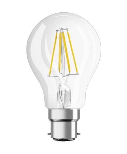 LEDVANCE Classic Performance LED Glühbirne B22d Birne Fadenlampe Klar 6.5W 806lm - 827 Extra Warmweiß Ersatz für 60W