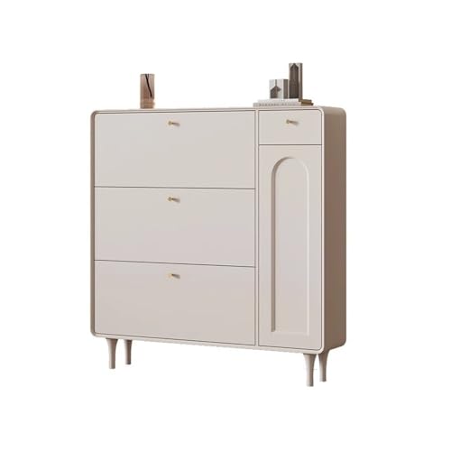 ZKALQECNF Schuh Regal Ultradünner Flip Bucket-Schuhschrank for den Heimgebrauch cremefarbener Eingangsschrank platzsparendes Schuhregal mit großer Kapazität