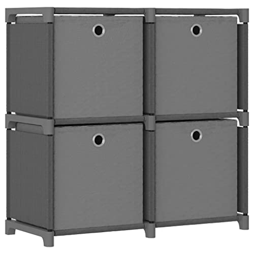 Makastle DIY Aufbewahrungsregal mit 4 Boxen Fächern Steckregal Würfel Aufbewahrungssystem Multifunktional Modular Schrank Aufbewahrung Organizer von Kleidung Schuhen Spielzeug für Schlafzimmer