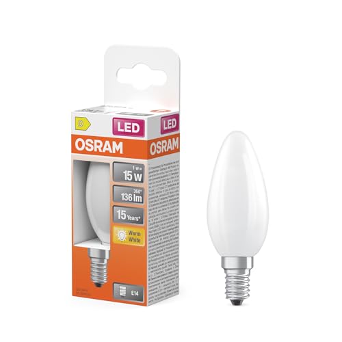 Osram LED-Lampe Star Kerzenform B15 Filament 2700 K warmweiß 1 W E27 matt 136 lm 15.000h für kleine Leuchten dekorative Einbauten