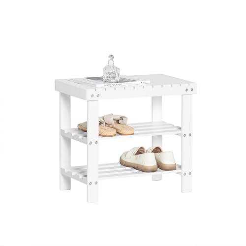 SoBuy Schuhregal Sitzbank Schuhbank mit 2 Jahren Garantie Breit 50cm weiß aus Bambus FSR02-K-W