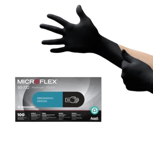 Ansell Microflex 93-732 Vielseitige Nitrilhandschuhe Einweghandschuhe für präzise Handhabung Arbeitshandschuhe für mechanische Aufgaben Latexfrei Puderfreie Einmalhandschuhe 100 Stück Gr. 2XL
