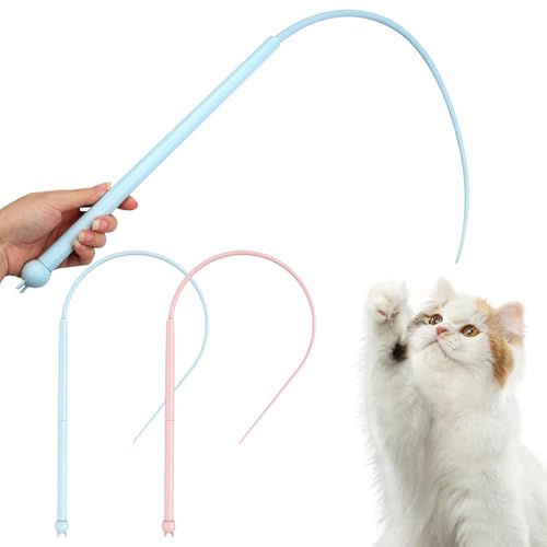 Katzenangel Silikon Lang 2 Stück Twiggle Tail Katzenspielzeug Mausschwanz Silikon Katzenreizstab Twigletail Katzenangel Katzenspielzeug Angel zum Stressabbau Katzenspielzeug für Interaktives