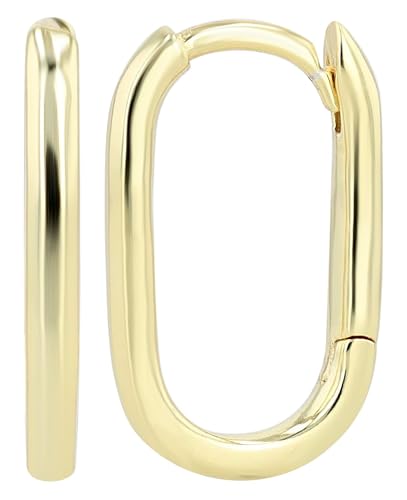 Akzent Wasserfeste Edelstahl 925 Silber Ohrringe Creolen für Damen 100% Wasserfest Hautverträglich 925 Silber - Oval Gold