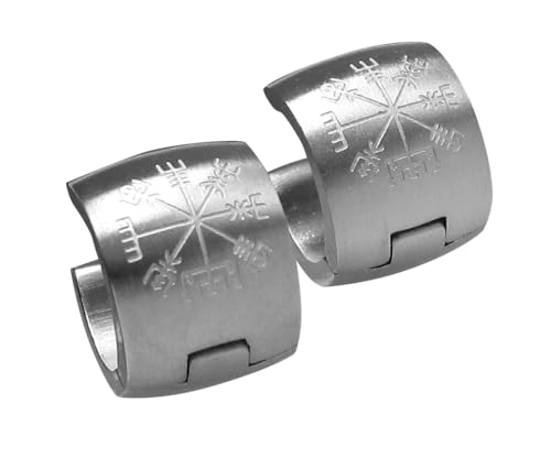 Herren Klapp Creolen Titan Stäbchen Männer 10mm Breit Vegv sir von Kikuchi ERTS031 Eingraviert