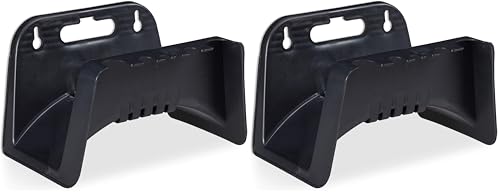 Relaxdays Schlauchhalter Wandschlauchhalter aus Kunststoff Aufhängung für Gartenschlauch HBT 14 x 24 x 16 cm schwarz Packung mit 2