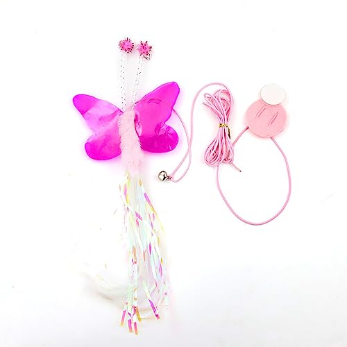 Yolispa Teaser Toys for Cat Interactive Butterfly Toy Cat Enrichment Toy with Adhesive Hook Cat Teaser String Toy for Indoor Cats Kitten Playing Chasing Exercise