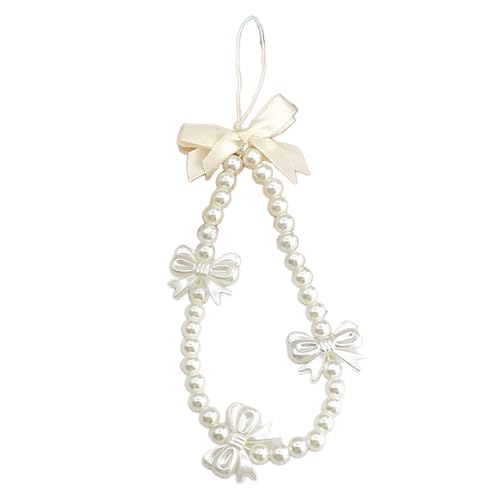 Gramigg Stilvoller Handy-Charm Perlen Handykette Schleife Handy-Schmuck niedliches Handy-Zubehör für Damen und Mädchen Handykette