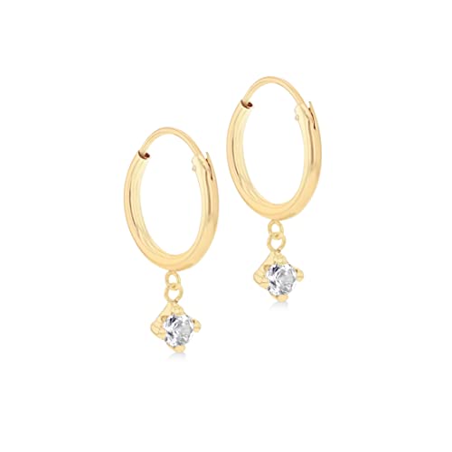 CARISSIMA Damen-Creolen 9 Karat 375 Gelbgold 3 mm rund weiße Zirkonia 12 mm