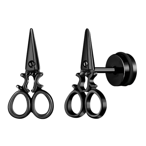 Yumilok Edelstahl Ohrringe für Herren Damen Ohrstecker Schere Knorpelohrringe Piercing Huggie Creolen