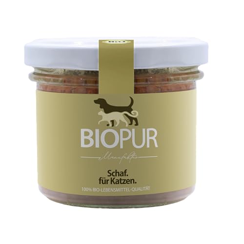 BIOPUR Premiumglas für Katzen Schaf mit Zucchini Katzenminze - 12 x 100 g