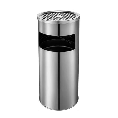 Standaschenbecher aus Edelstahl groß für den Innen- und Außenbereich mit herausnehmbarem Innenfutter für Zuhause Garten Büro Restaurant Pub silberfarbener Abfallbehälter