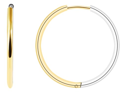 Zuzu Akzent Creolen aus Edelstahl bicolor silberfarbig goldfarbig