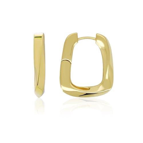 PHNIBIRD Creolen Gold Eckig Ohrringe Silber 925 Klein Huggie Geometrische Ohrringe Hypoallergen für Herren Damen