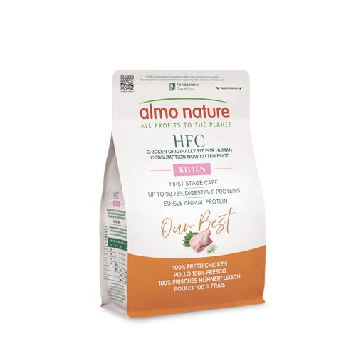 Almo Nature HFC Our Best - Kitten - Trockenfutter für Kätzchen - Frisches Huhn - Für ausgewogenes Wachstum Lebensmittelqualität Glutenfrei Monoprotein - 300g