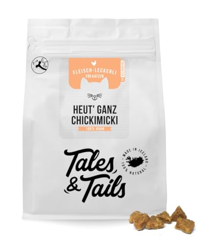 Tales Tails Fleisch Leckerli für Katzen aus 100% Huhn - Heut ganz Chickimicki - Allergikerfreundlich - 1 Tüte 90g