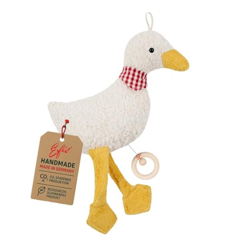 Efie Bio - Spieluhr Gans gelb kontrolliert biologischer Anbau organic Made in Germany recycelte Füllung nachhaltig Melodie Brahms Guten Abend gute Nacht