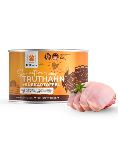 Balloony.pet - Superfood Nassfutter mit Truthahn 6x200g Darmschonend - Für Hunde mit sensibler Verdauung und besonderen Ernährungsbedürfnissen