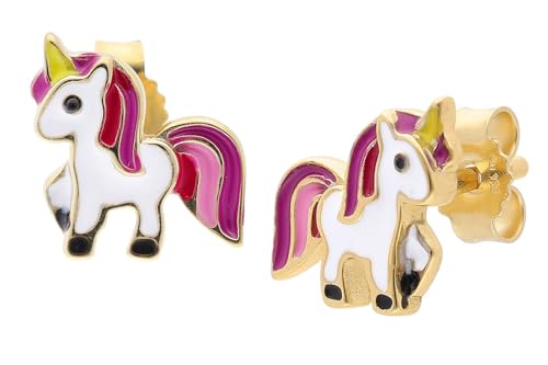 trendor Mädchen-Ohrringe Gold 333 8K Kinder-Ohrstecker mit Einhorn liebevoller Ohrschmuck für Kinder elegante Gechenkidee und modisches Accessoire 68435