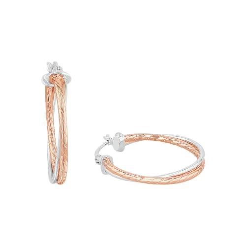 Amor Creolen 925 Sterling Silber Damen Ohrschmuck 3 1 cm Bicolor Kommt in Schmuck Geschenk Box 2016682