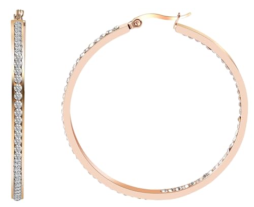 Akzent Wasserfeste Edelstahl Ohrringe Creolen in Rosegold für Damen 100% Wasserfest Hautverträglich