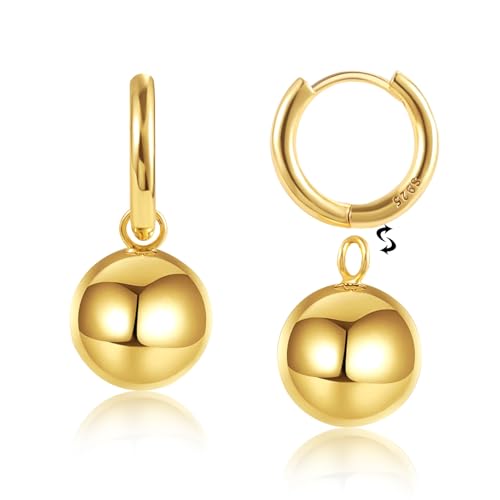 Gold Hängende Ohrringe für Damen 14 Karat Gold Kugel-Ohrhänger hypoallergen leicht Huggie Creolen Ohrringe Schmuck Geschenke für Hochzeit Party