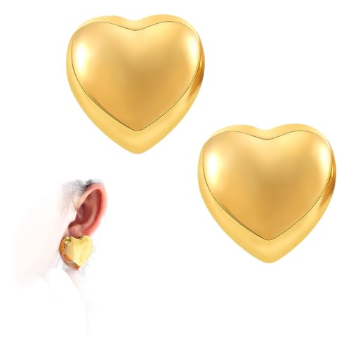 Irikdescia 1 Paar Ohrringe HerzfÃ¶rmige Ohrringe Vergoldeter Klobiger Creolen-Stil Stilvolle GroÃŸe Herz-Statement-Ohrringe fÃ¼r Verschiedene AnlÃ¤sse fÃ¼r Frauen Gold