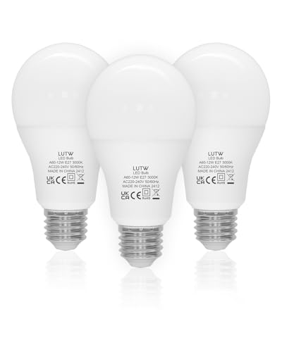 LUTW E27 LED Lampe 12W LED Birne ersetzt 100 Watt Glühbirne E27 3000 Kelvin Warmweiß A60 Leuchtmittel 1200LM 220 Abstrahlwinkel Energiesparlampe Nicht Dimmbar 3 Stück