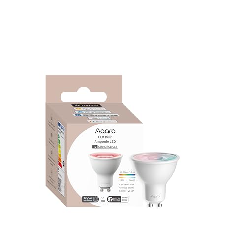 Aqara LED-Glühbirne T2 GU10 RGB CCT Thread Zigbee Einstellbar Weiß 2000 K-9000 K RGB-Farbwechsel-Glühlampe mit 16 Millionen Farben 30 W Äquivalent Matter für HomeKit Alexa Google