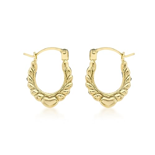 CARISSIMA Damen-Creolen 9 Karat 375 Gelbgold Deatil Patterned Heart 1.53.7479