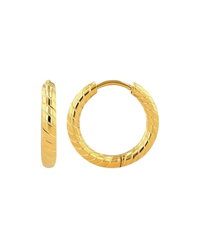 Akzent Wasserfeste Edelstahl Ohrringe Creolen Klappcreolen in Gold für Damen Größe 8-18 mm 100% Wasserfest Hautverträglich 12 mm