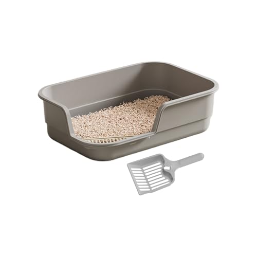 Katzenstreukasten Hohe Seiten Niedriger Einstieg - Spritzsichere Katzentoiletten Katzenklo Offen Mit Rand Oben Offen Teilweise Umschlossene Katzentoilette Für Kätzchen Ältere Haustiere