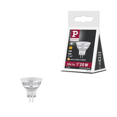 Paulmann 28978 Standard 12V LED Reflektor GU4 12V 1er-Pack 1 8W 184lm 35mm Silber Glas 2700K - Warmweiß Leuchtmittel
