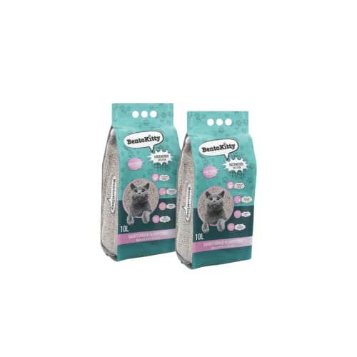 BentoKitty Premium 17 4kg 20L Babypuder Klumpend feinkörnig Bentonite weiß Staubarm Geruchskontrolle geringer Verbrauch für sensitve Katzenpfoten