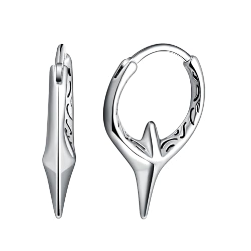 Yumilok Punk Spike Stern Creolen Ohrringe Piercing Klein Creolen für Damen Herren Huggie Knorpel Unisex Ohrschmuck Hoops