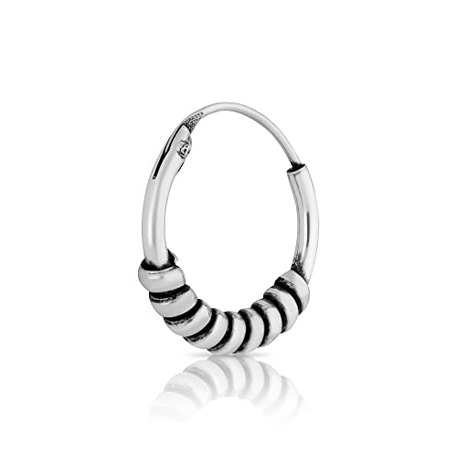 NKlaus Creole einzel Ohrring 10mm Bali Spirale verziert 925 Sterling Silber Celtic 4965