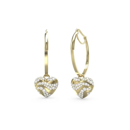 Guess Damen-Ohrringe Creolen Kristall-Herz Goldfarben JUBE04505JWYGT-U
