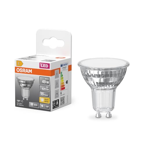 Osram LED-Spot Star PAR16 Reflektor 2700 K warmweiß 5 6 W GU10 120 620 lm klar für Spotbeleuchtung Flächenlicht Wohnräume 15.000h