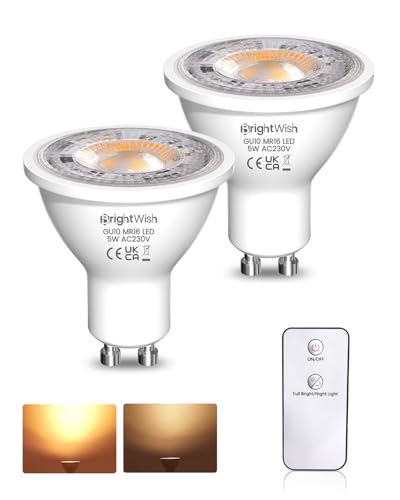 BrightWish 5W GU10 LED Warmweiß 3000K Glühbirne 40W Halogen-Äquivalent 2 Modi energiesparend 38 Abstrahlwinkel GU10 Spotlampen für Wohnbereich Küche Schlafzimmer Nicht Dimmbar 2 Stück