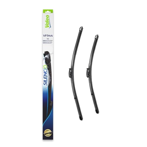 VALEO Silencio Wischer - VF944 - Leistungsstarke hervorragende Sicht auf der Straße einfache Montage - originale Flachblätter 580mm 530mm - Vorne - Set mit 2 Wischerblättern - 577944