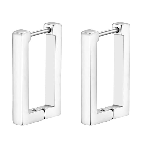 JewelryWe Rechteckige für Herren Damen Rechteck Klein Huggie Geometrische Eckige Punk Ohr Piercing Hypoallergen Ohrschmuck