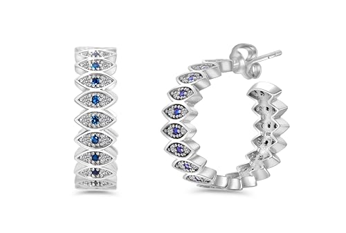 Ziva925 Vavyne - Funkelnde Creolen mit Blauen Saphir Akzenten und Zirkonia Pav in Sterling Silber schmuck für damen naturinspiriert hochwertiger handarbeit Feiner Schmuck mit Box
