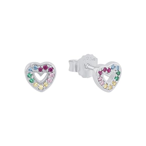 Prinzessin Lillifee Ohrstecker 925 Sterling Silber Mädchen Kinder Ohrschmuck mit Zirkonia synth. 0 6 cm Silber Herz Kommt in Schmuck Geschenk Box 2031166