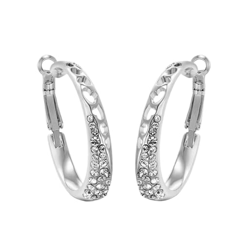LZPCarra eingelegter großer Ohr Ring personalisierter Ohrschmuck N Silver One Size